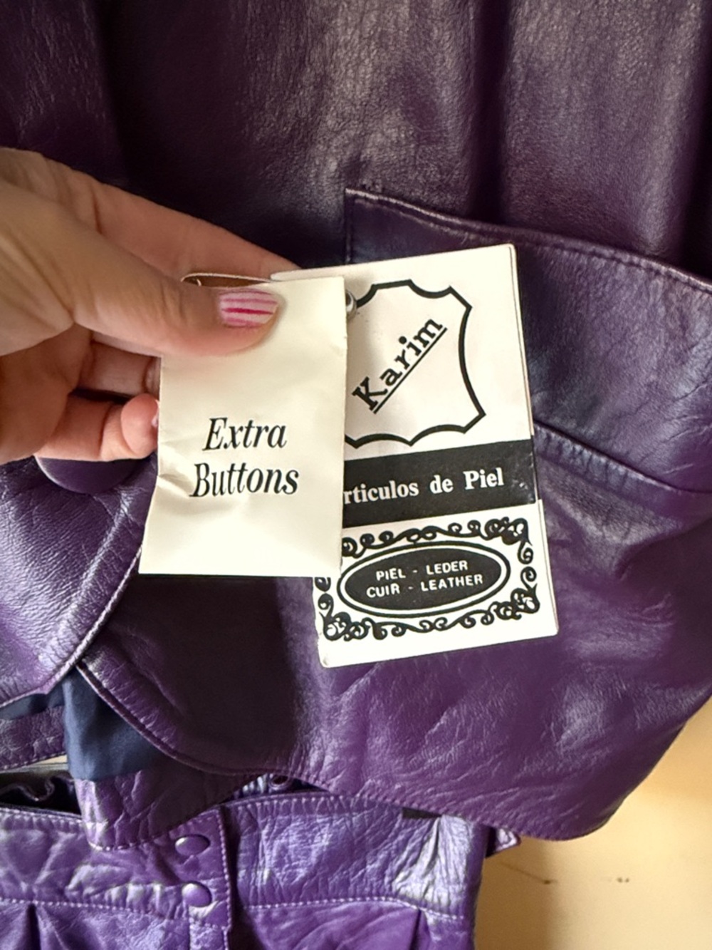 80s vintage!!! Bold Purple Leather Jacket and Pants Set - Picture 5 of 11